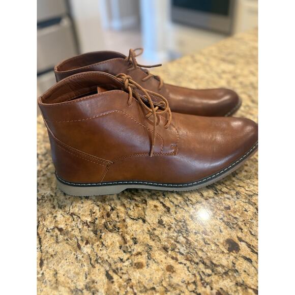 Nine West Men's Neilton Faux-Leather Chukka Boots Brown Size 12 - Picture 2 of 8